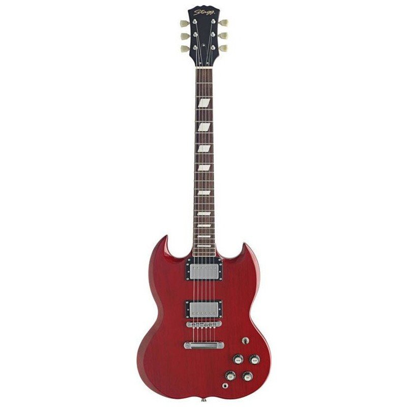 guitarra eléctrica tipo sg 2 mic humbucker stagg | color rojo